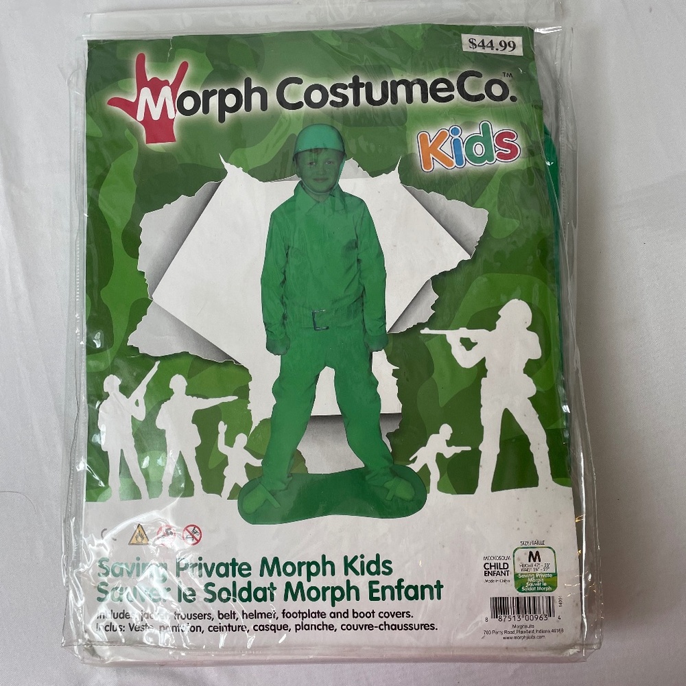 Army Man Costume Kids Child Medium (8-10) Morph Costumes Green Halloween New